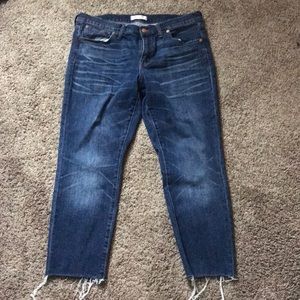 Cropped Madewell jeans with raw hem